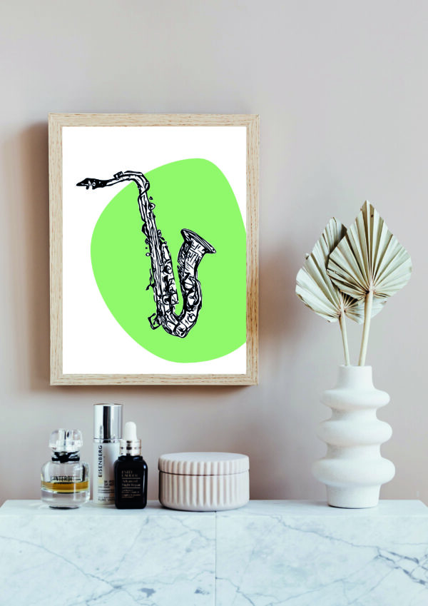 SAXOPHONE - Print Mint Green