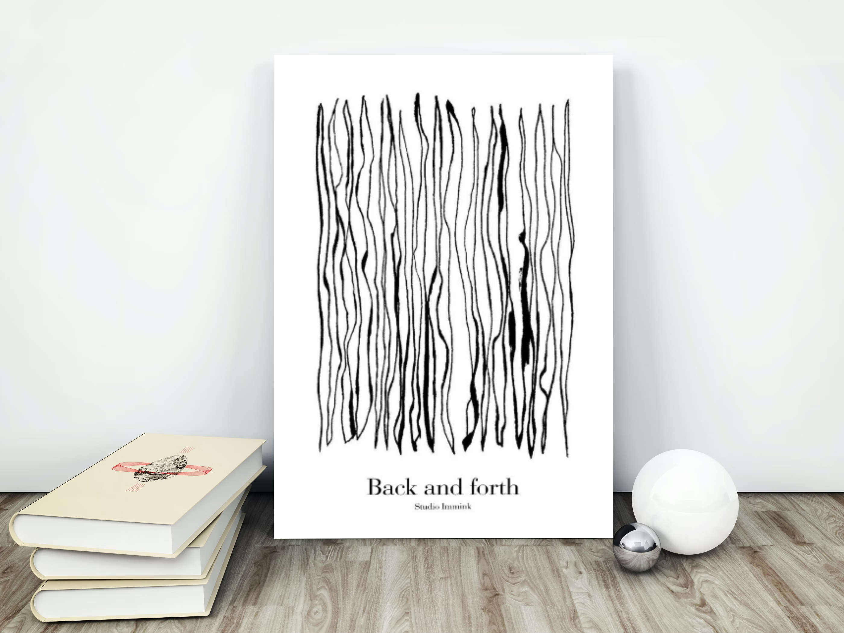 abstract art print back and forth ink drawing