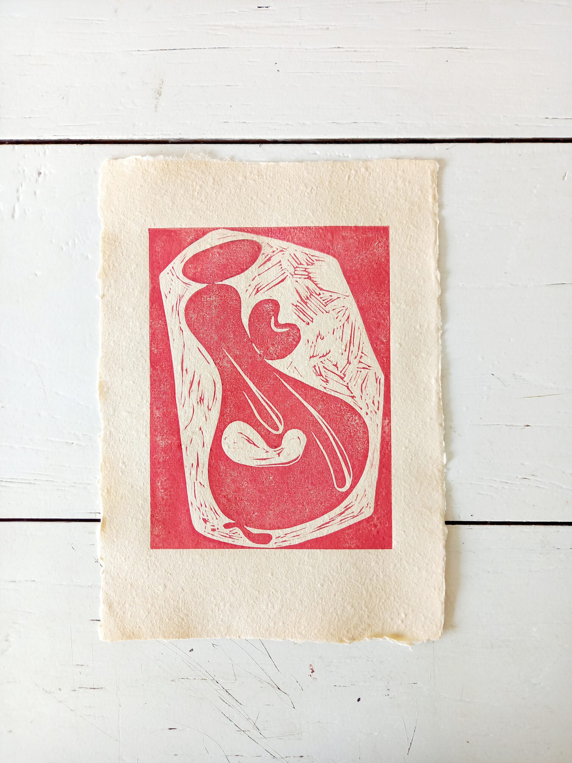 handmade linocut print studio immink pregnancy motherhood