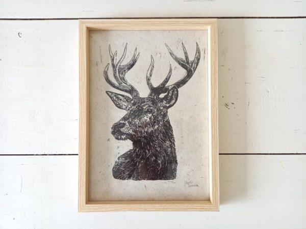 linocut print deer hert animal print poster studio immink wall art